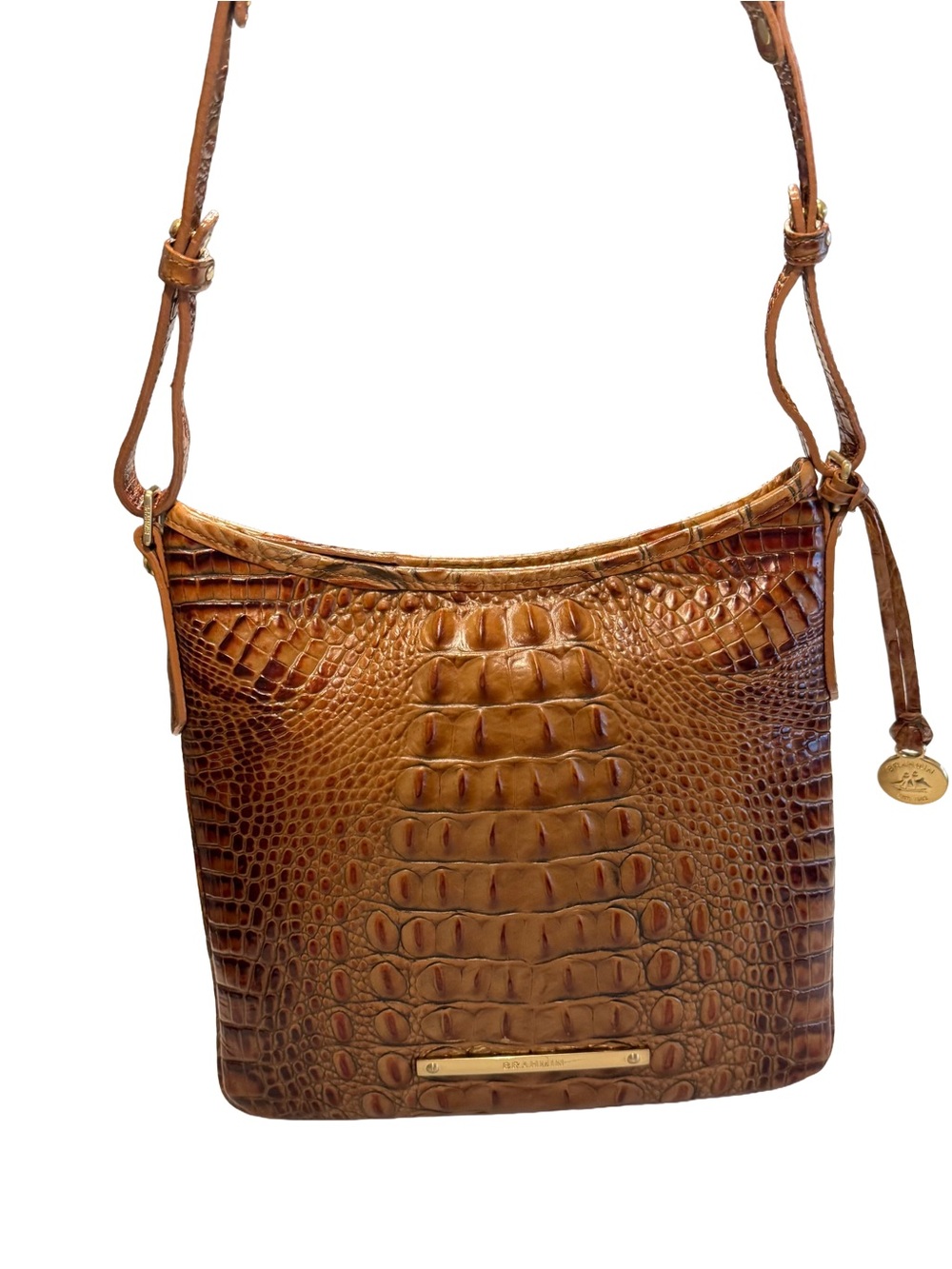 Brahmin Jody Melbourne Crocodile Pecan Leather Crossbody/ Shoulder Bag NWT
